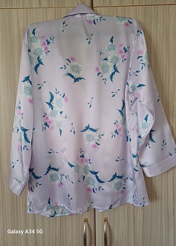 Uzun Mor Tie-Dye Kadın 5 parça gecelik takımı - Görsel 7