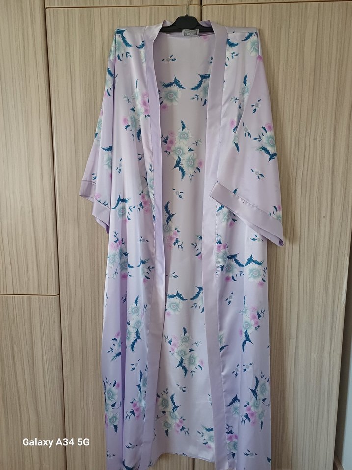 Uzun Mor Tie-Dye Kadın 5 parça gecelik takımı - Görsel 2