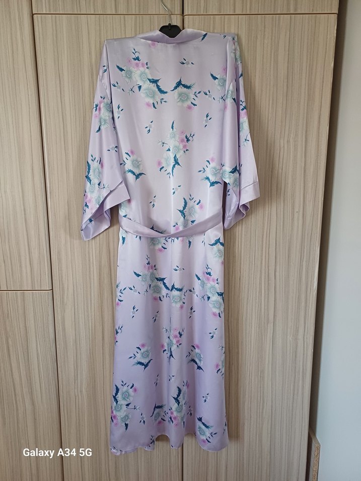 Uzun Mor Tie-Dye Kadın 5 parça gecelik takımı - Görsel 4