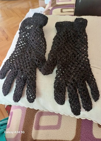 Siyah Örgü Kadın Eldiven - Görsel 2