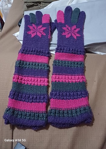 Renkli Örgü Kadın Eldivenleri - Görsel 4