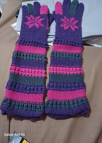 Renkli Örgü Kadın Eldivenleri - Görsel 3