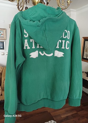 Hooded Yeşil Baskılı erkek Sweatshirt - Görsel 3