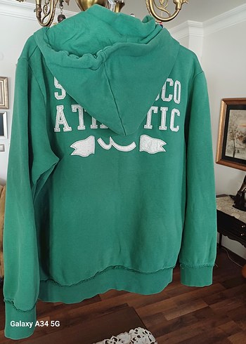 Hooded Yeşil Baskılı erkek Sweatshirt - Görsel 4