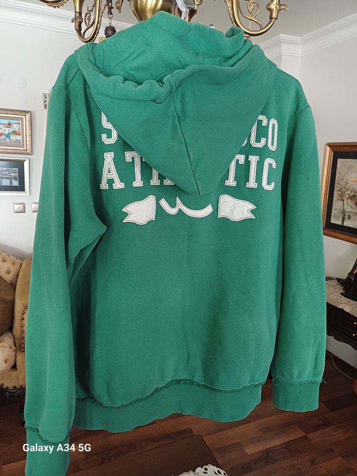 Hooded Yeşil Baskılı erkek Sweatshirt - Görsel 3