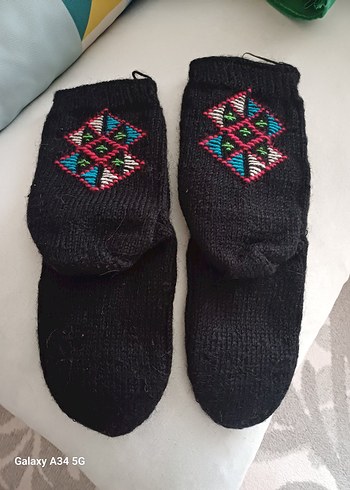 Nakışlı Örgü Kadın patiği - Görsel 4