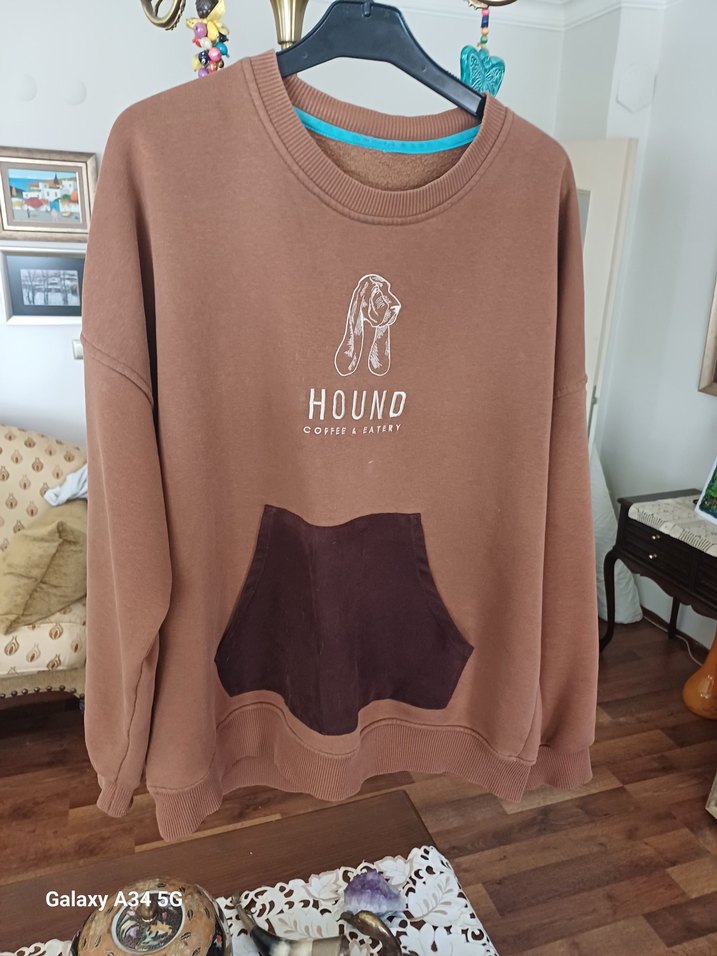 Kahverengi erkek Sweatshirt, Uzun Kollu - Görsel 3