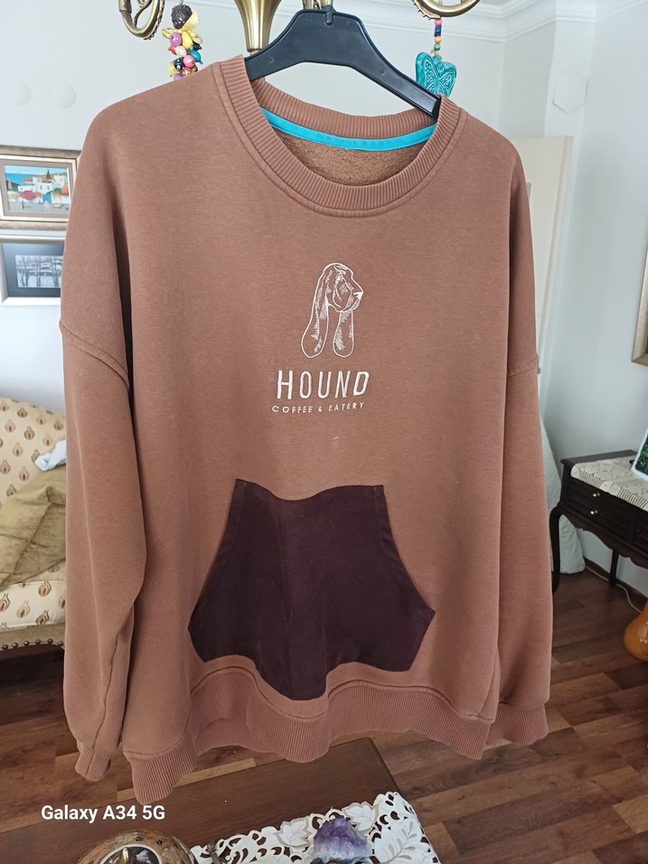 Kahverengi erkek Sweatshirt, Uzun Kollu - Görsel 2