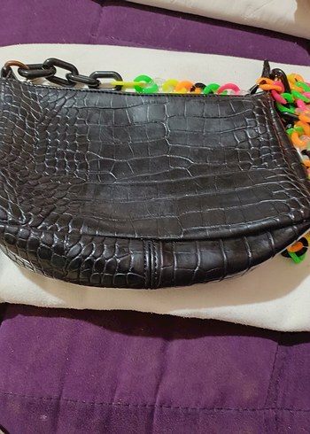 Renkli Zincir Detaylı Yılan Desenli Kadın Çanta - Görsel 3