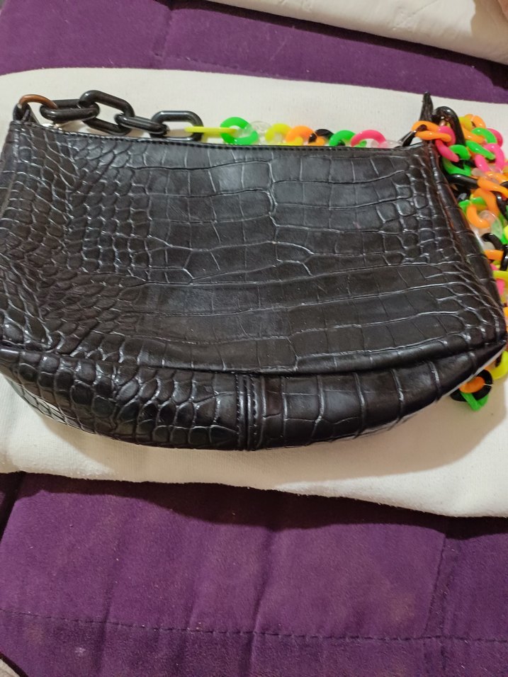 Renkli Zincir Detaylı Yılan Desenli Kadın Çanta - Görsel 3