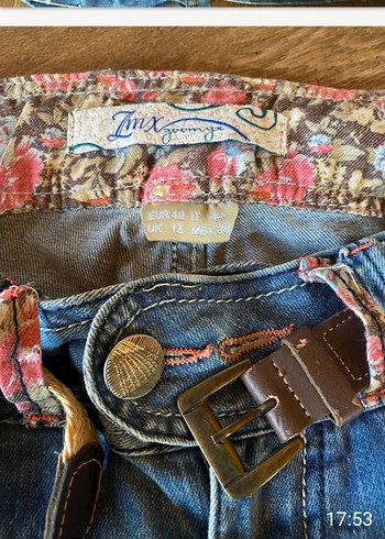 Kemerli, Rahat Kesim Kadın Denim Pantolon - Görsel 3