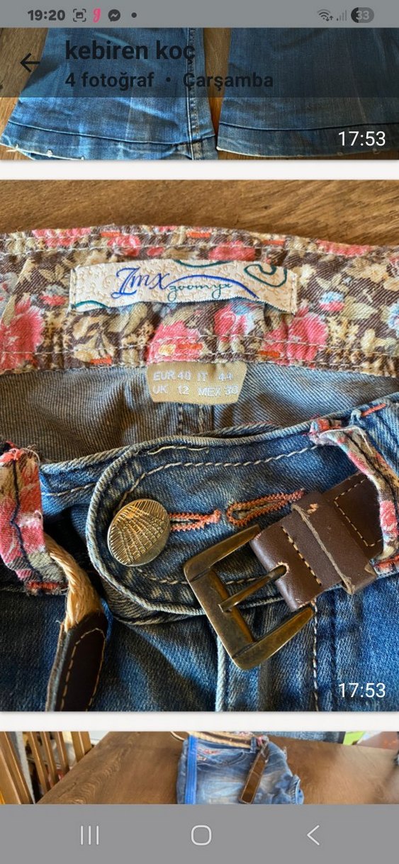 Kemerli, Rahat Kesim Kadın Denim Pantolon - Görsel 3