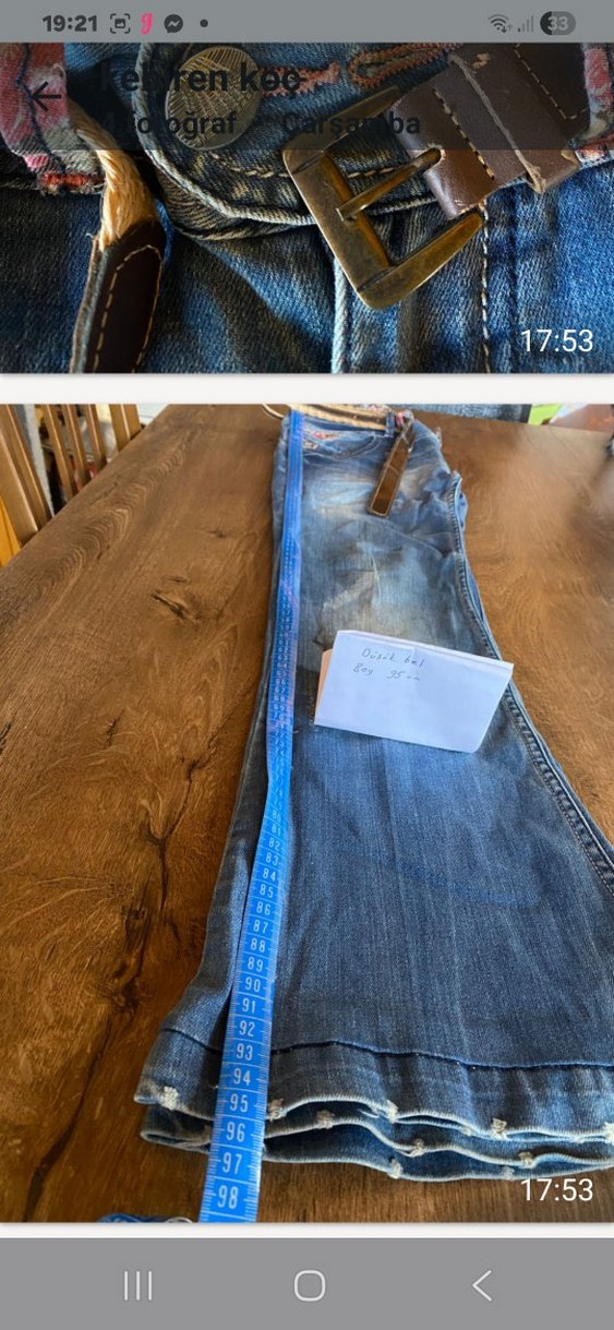 Kemerli, Rahat Kesim Kadın Denim Pantolon - Görsel 4