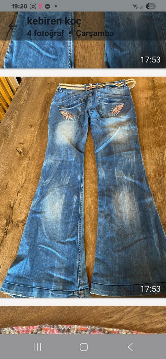 Kemerli, Rahat Kesim Kadın Denim Pantolon - Görsel 2