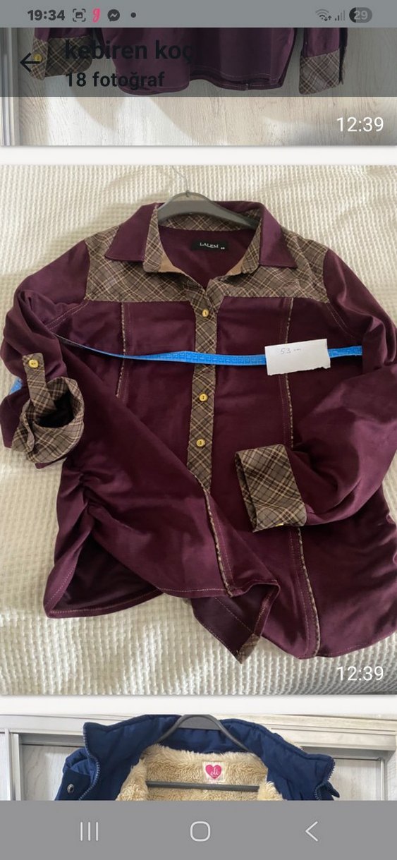 Düğmeli Bordo Süet Kadın Gömlek - Görsel 3