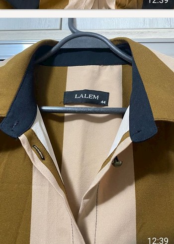 Düğmeli Çizgili Kadın Uzun Kollu Gömlek - Görsel 2