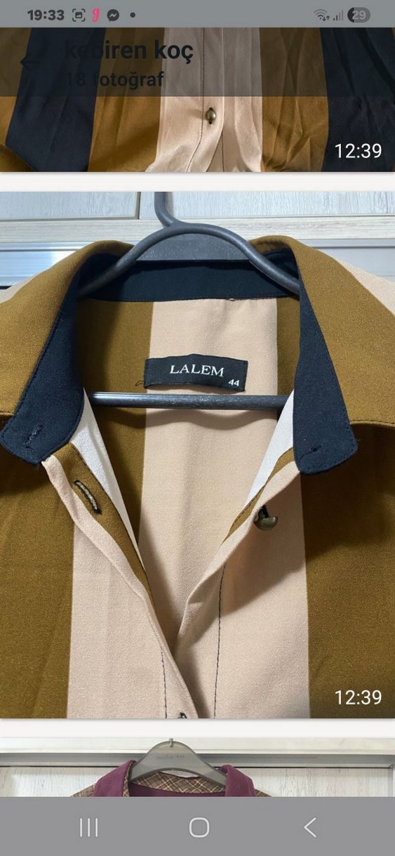 Düğmeli Çizgili Kadın Uzun Kollu Gömlek - Görsel 2