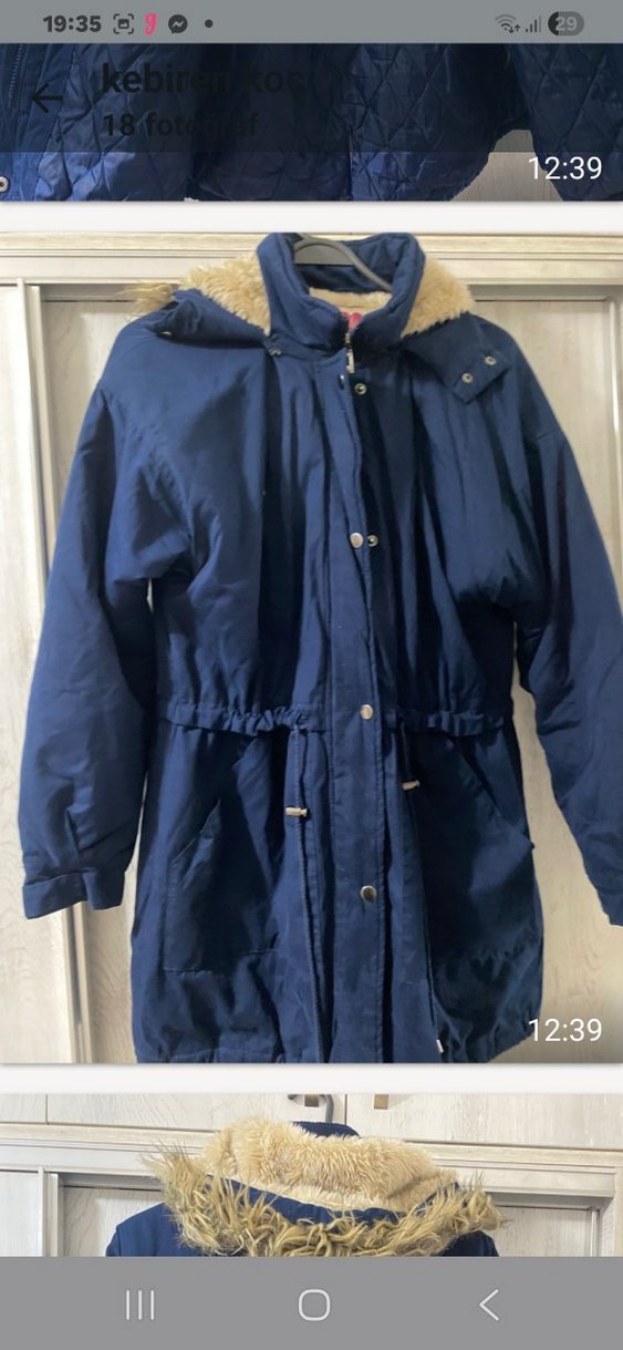 lacivert Kadın Suni Kürklü kaban - Görsel 2