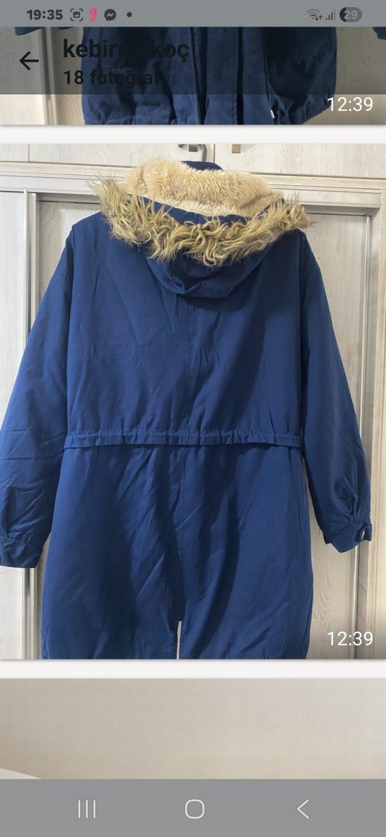 lacivert Kadın Suni Kürklü kaban - Görsel 3