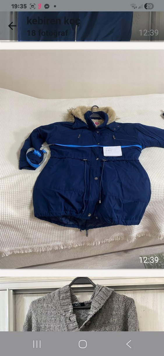 lacivert Kadın Suni Kürklü kaban - Görsel 4