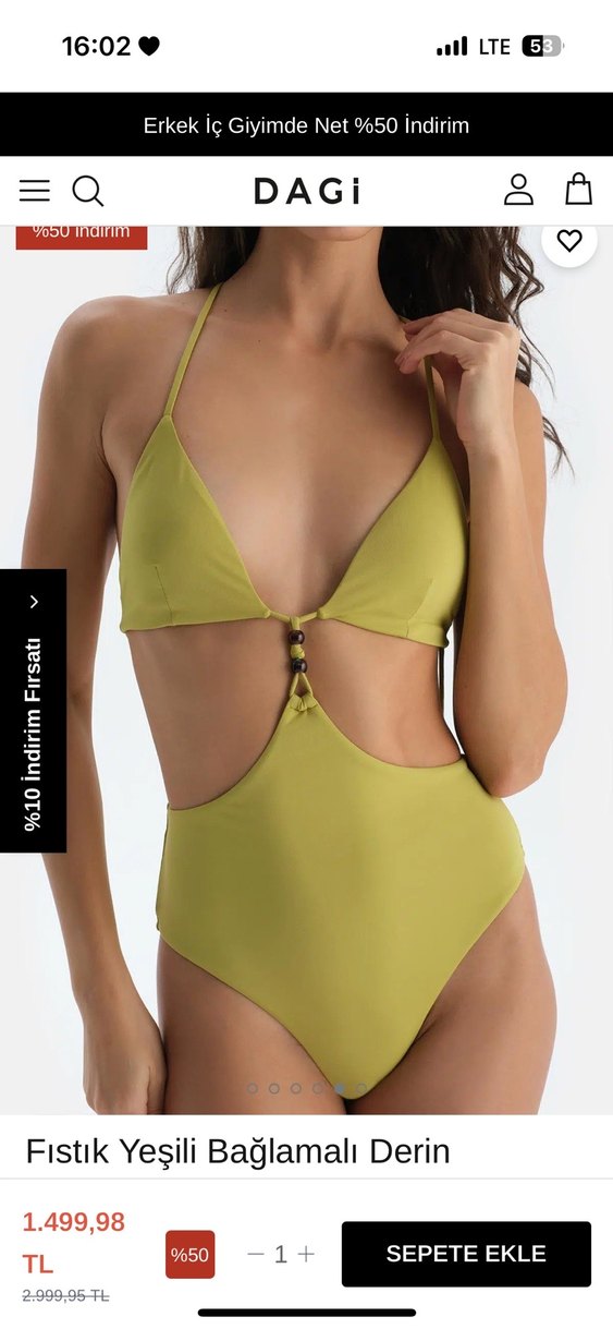 Sarı Strappy Kadın Mayo dagi - Görsel 2