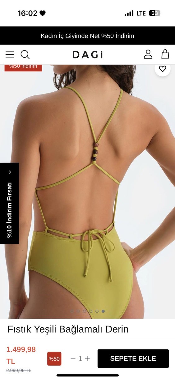 Sarı Strappy Kadın Mayo dagi - Görsel 3