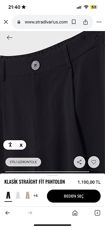 xs Beden Kumaş pantalon