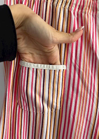 Pembe Çizgili Geniş Kesim Kadın Pijama Altı - Görsel 4