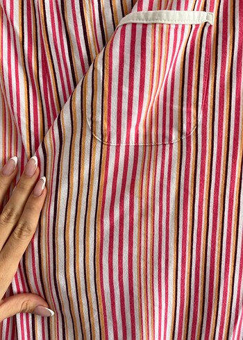 Pembe Çizgili Geniş Kesim Kadın Pijama Altı - Görsel 6