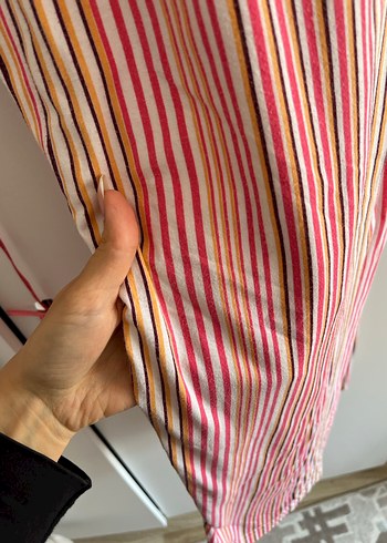 Pembe Çizgili Geniş Kesim Kadın Pijama Altı - Görsel 7