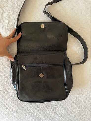 Hakiki Deri Siyah Omuz Çantası - Görsel 6