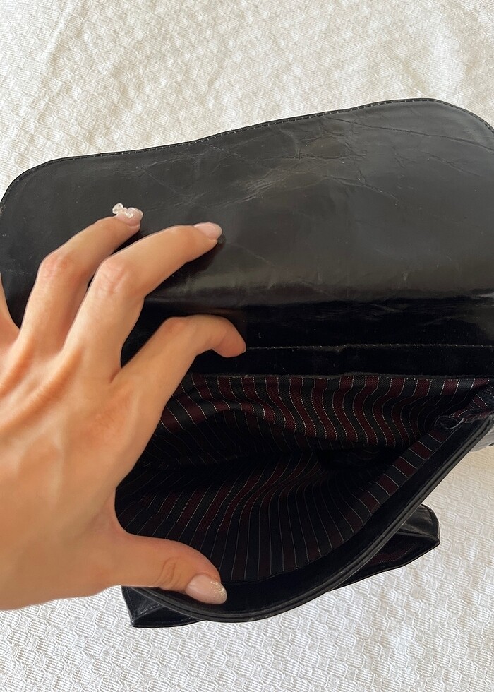 Hakiki Deri Siyah Omuz Çantası - Görsel 4