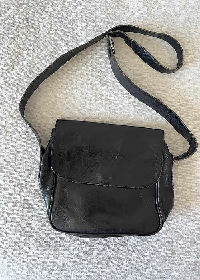 Hakiki Deri Siyah Omuz Çantası - Görsel 5