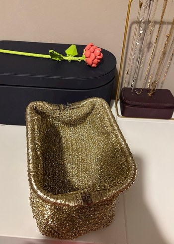 Beden altın Renk Mango gold çanta clucth