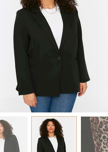 Trendyol & Milla Siyah Leopar Desenli Kadın Denim Blazer