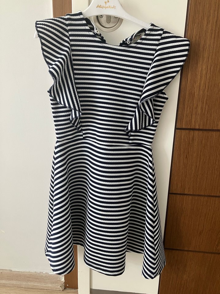 Kız Çocuk Çizgili Elbise - Görsel 3