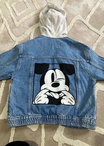 Kapüşonlu disney Detaylı Mavi Denim Ceket - Görsel 5