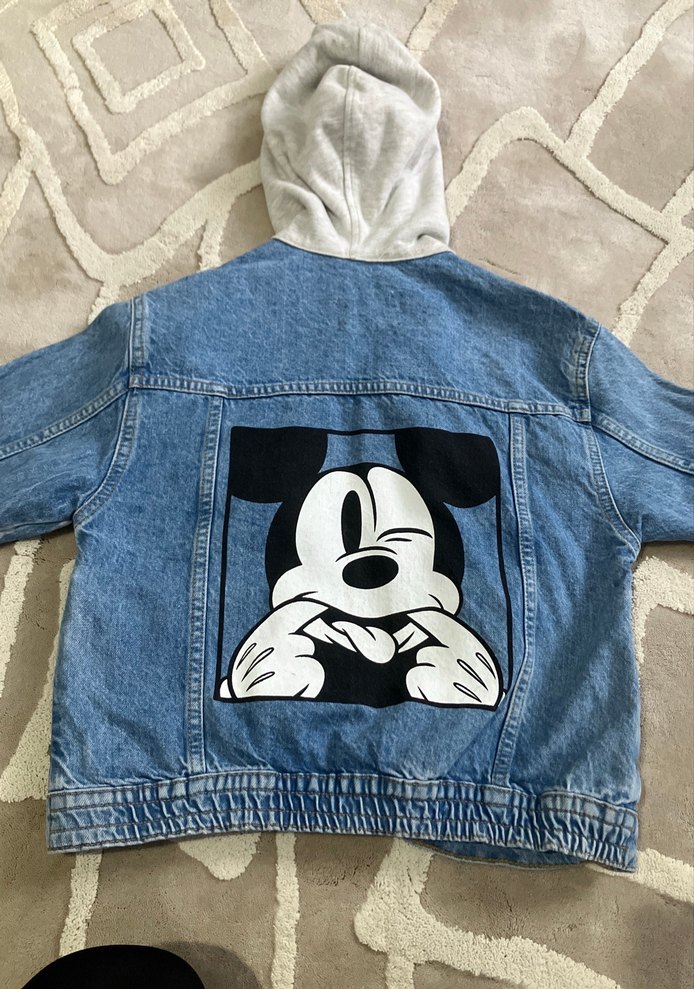 Kapüşonlu disney Detaylı Mavi Denim Ceket - Görsel 5