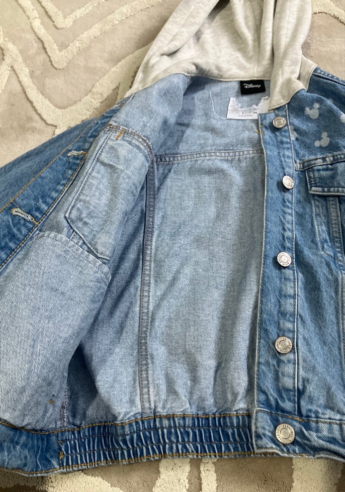 Kapüşonlu disney Detaylı Mavi Denim Ceket - Görsel 4