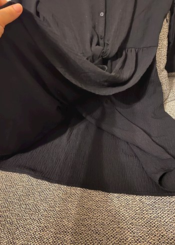 Kemerli Siyah kısa elbise uzun kollu - Görsel 4