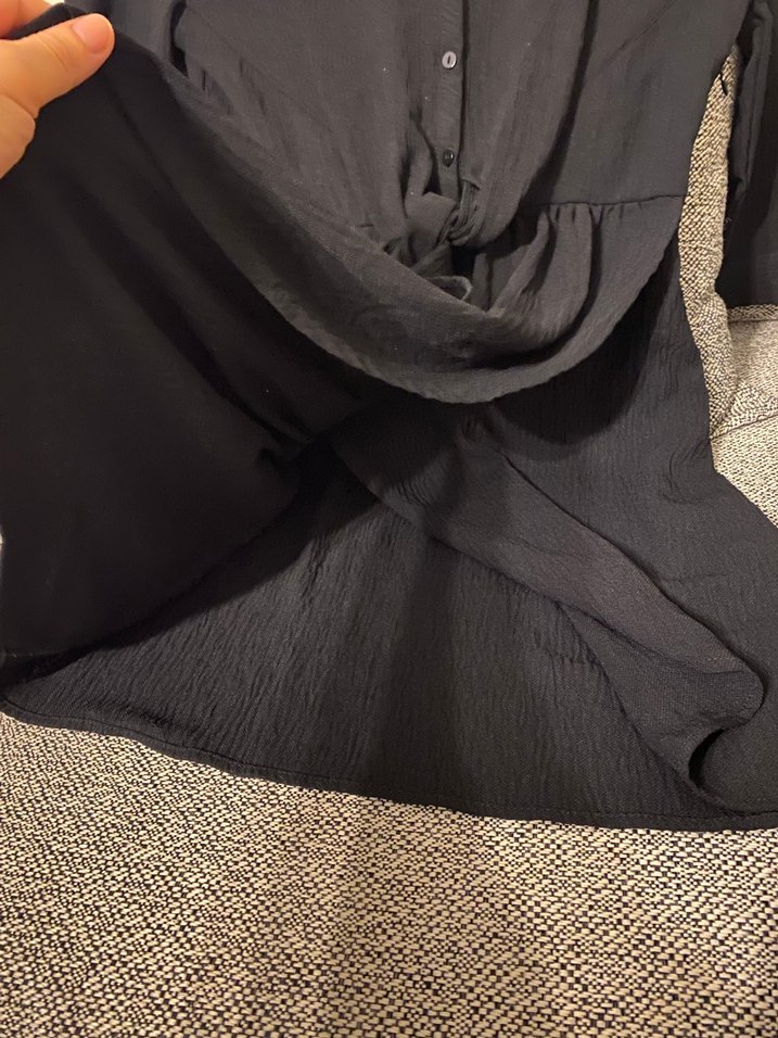 Kemerli Siyah kısa elbise uzun kollu - Görsel 4