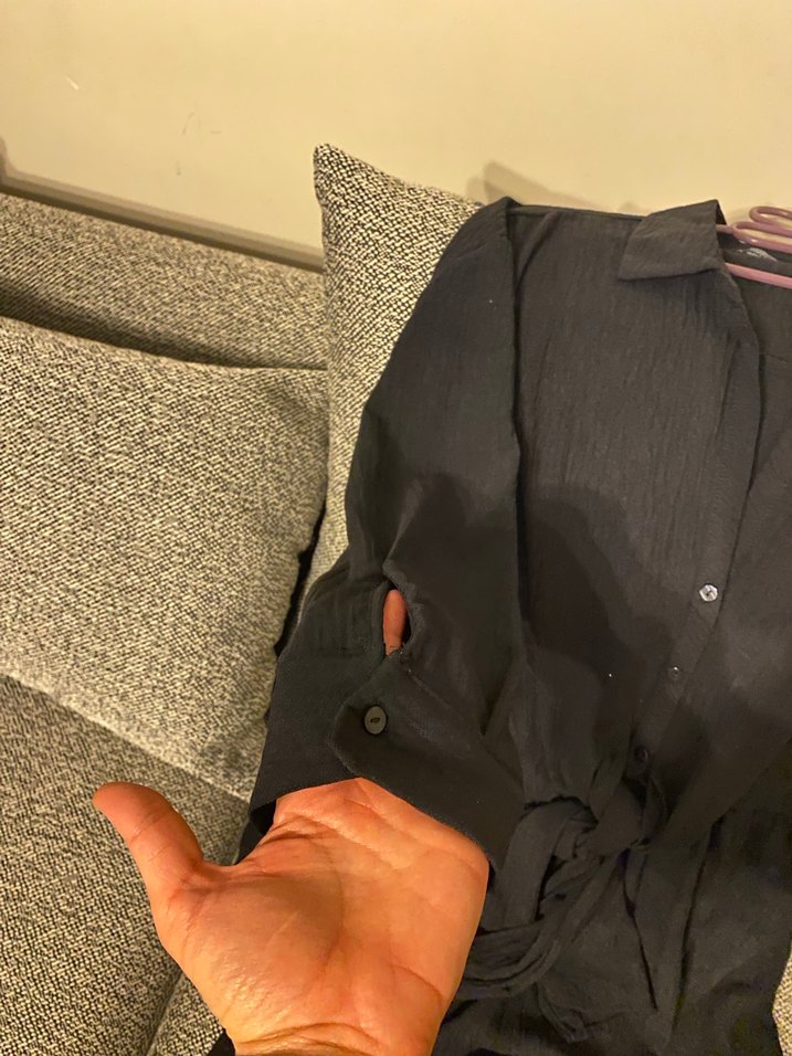 Kemerli Siyah kısa elbise uzun kollu - Görsel 5