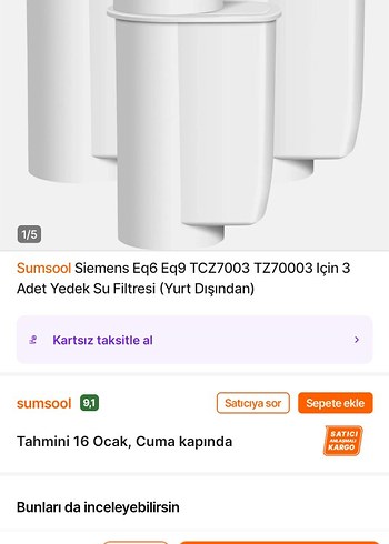 Siemens Eq6 Eq9 uyumlu yedek su filtresi - Görsel 4