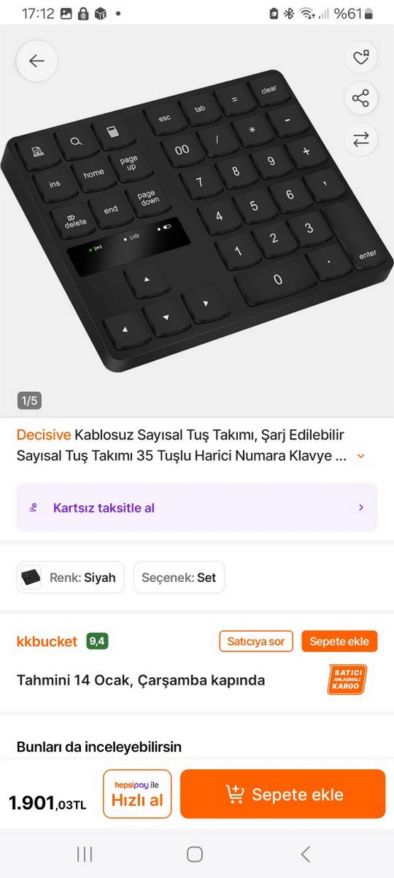 Siyah Sayısal Klavye - Görsel 3