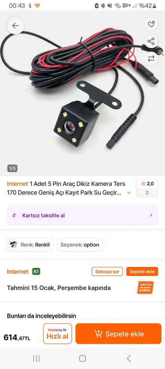 LED ışıklı siyah küçük kamera kablosu - Görsel 2