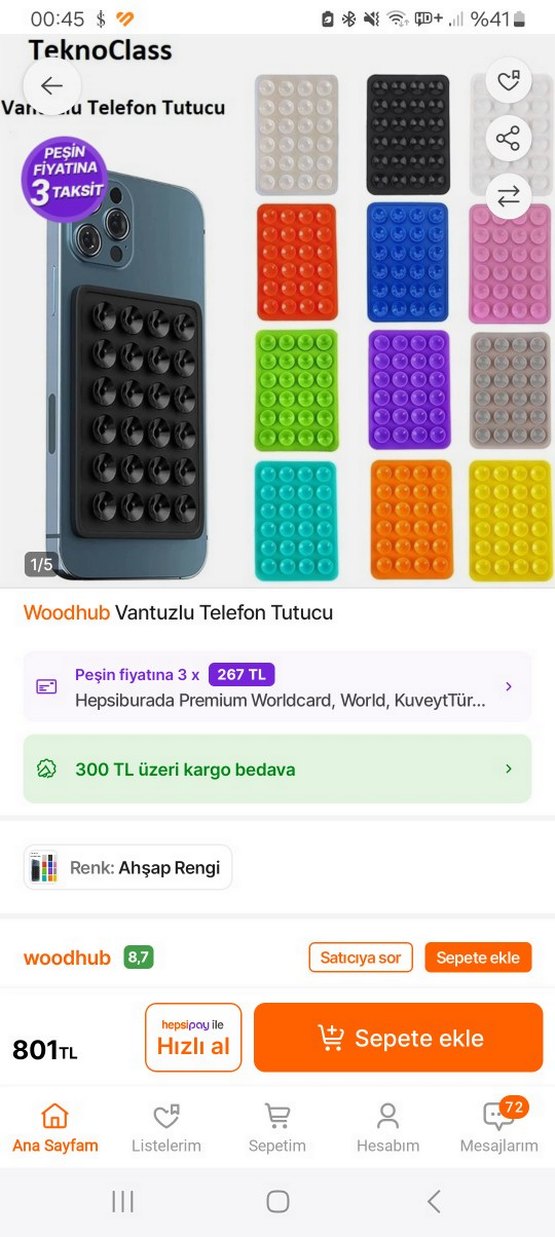 Mavi Telefon Tutucu Vakumlu - Görsel 3