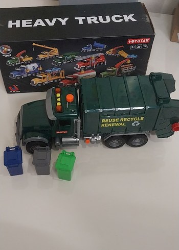 Yeşil Oyuncak Çöp Kamyonu ve Renkli Çöp Kutuları - Görsel 2