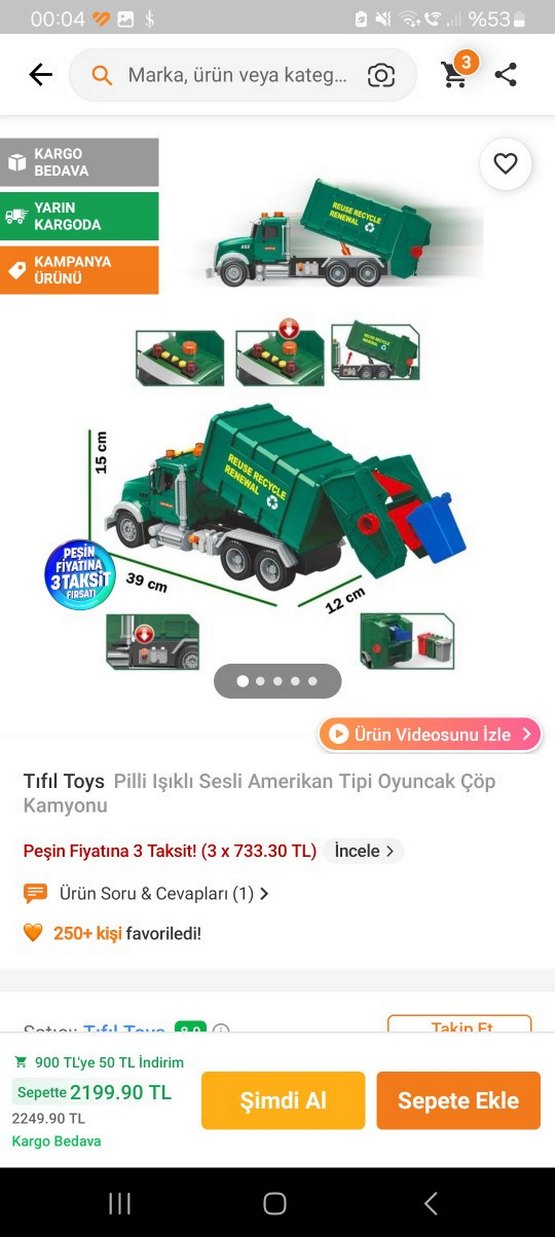 Yeşil Oyuncak Çöp Kamyonu ve Renkli Çöp Kutuları - Görsel 4