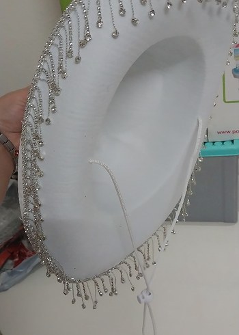 Boncuklu Beyaz Bohem Kadın Şapka - Görsel 4