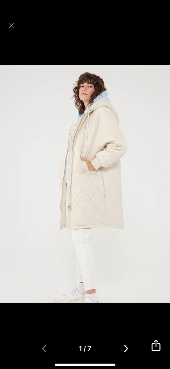 Bej Midi Kadın Kışlık Mont - Görsel 4